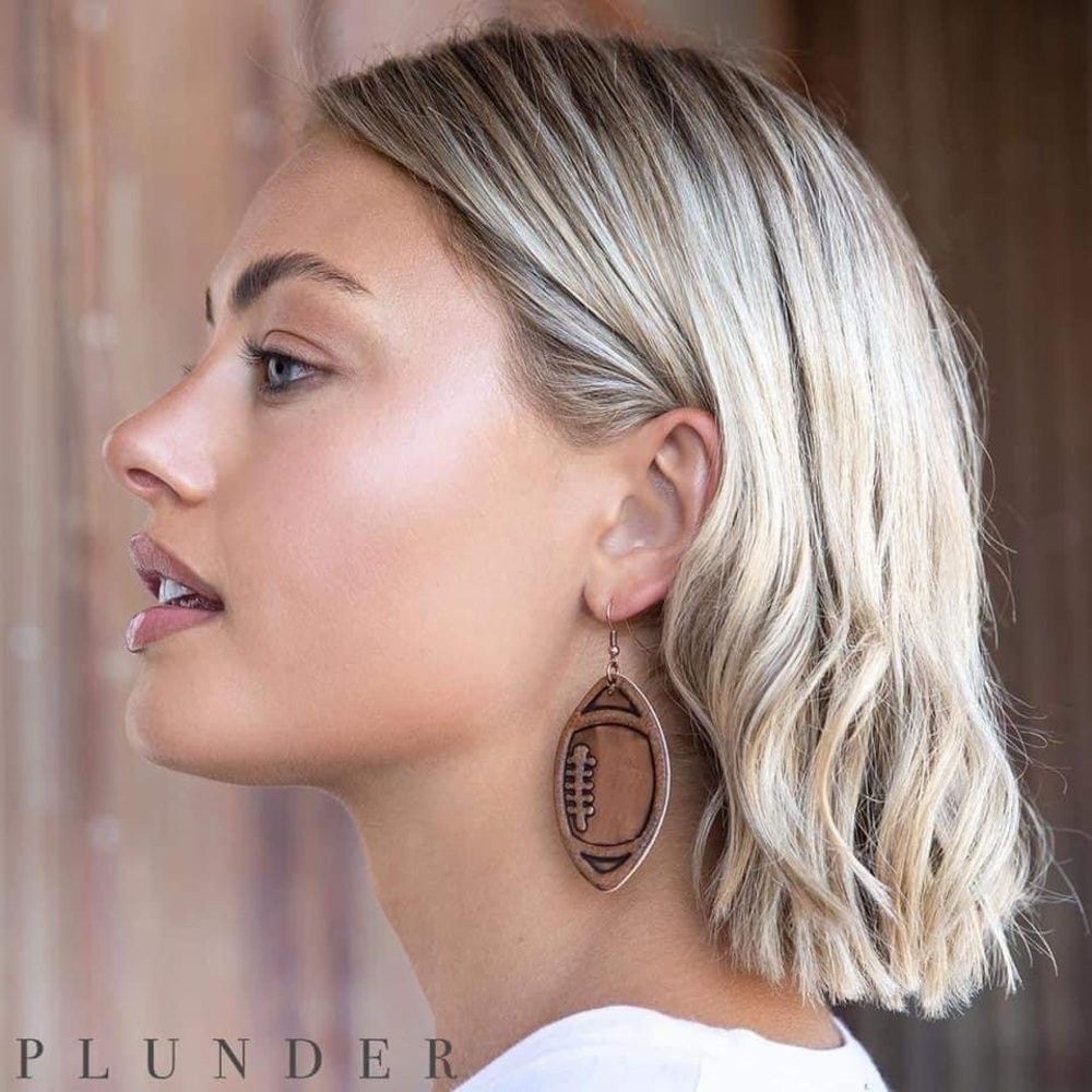 New Leather Football Earrings - Picture 5 of 6